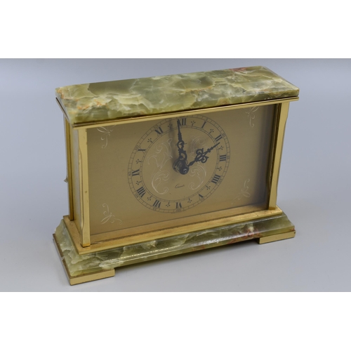 209 - Decorative Marble Quartz Mantle Clock by Dominion (7.5” x 5.5” x 2.5”), Battery Op... 