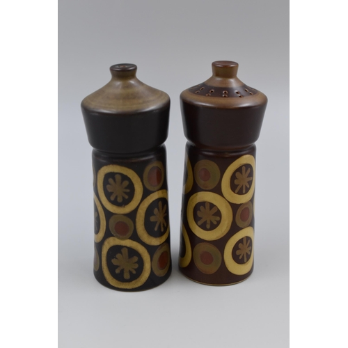 214 - 1960’s / 1970’s Denby Arabesque Salt & Pepper Pots Designed by Gill Pemberton in Ear... 