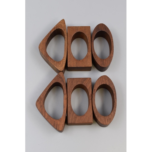 220 - A Set of Six Wooden Mid Century Napkin Rings