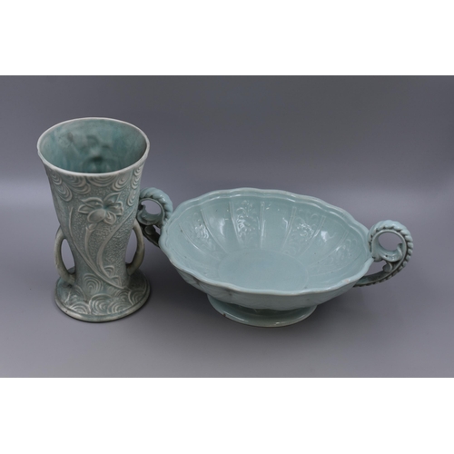 236 - Two Vintage Ceramic Pieces by Arthur Wood and J Wood. Includes Footed Pedestal Bowl and Vase (Vase 9... 