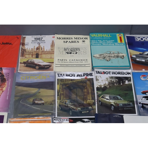 350 - Large Selection of Motoring Catalogues, Service Books, Manuals, Haynes and More