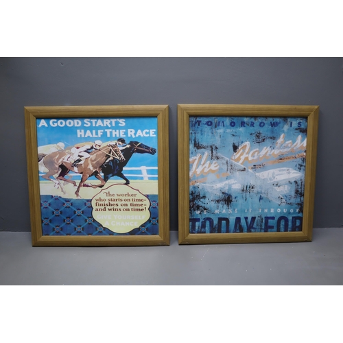 351 - Six Large Framed and Glazed Retro Style Motivational Prints Approx 26 x 26 inches