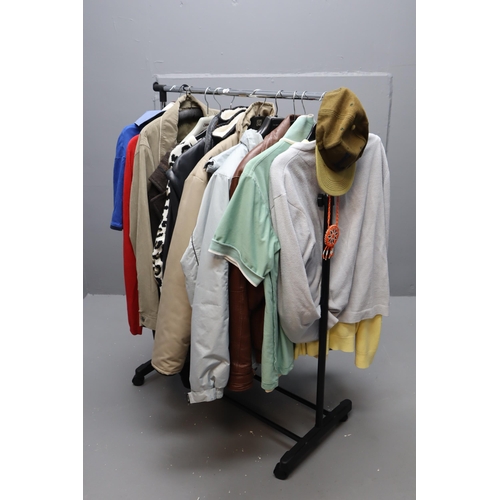 483 - Selection of Clothes Including Winter Coats, Jumpers and More Size Medium and Large (Clothes Rail no... 