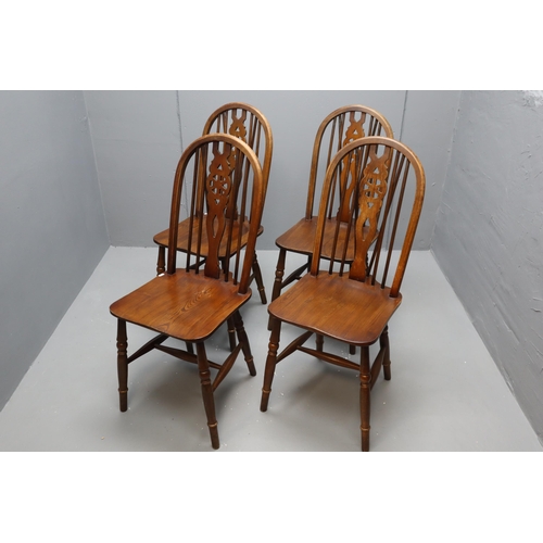 484 - Set of Four Old Charm Wheel Back Dining Chairs