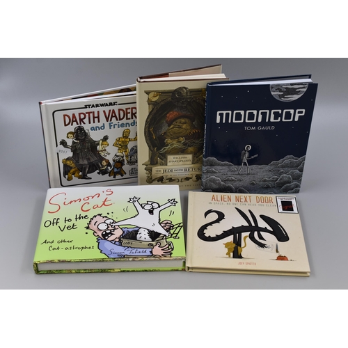 390 - Five Signed Illustrated Books To Include 'Darth Vader and Friends' By Jeffrey Brown, 'Simon's Cat; O... 