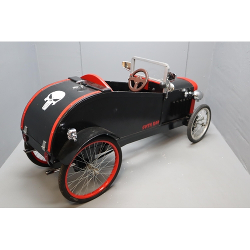 495 - A Handmade Goth Rod Pedal Car, With Horn, And Working LED Lights. Approx 67