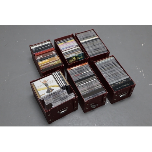 399 - Six File Style CD Storage Cases containing approx 120 CD's including Box Set's