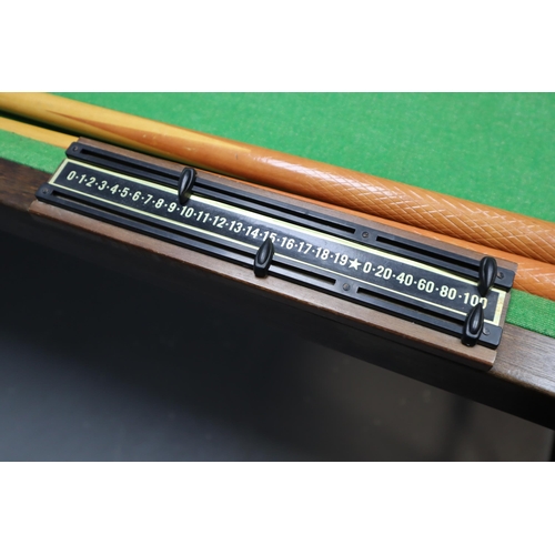 496 - A Half Sized (Approx 6ft x 3ft) Abbey Folding Snooker Table, With Set of Snooker Balls, Triangle, Tw... 