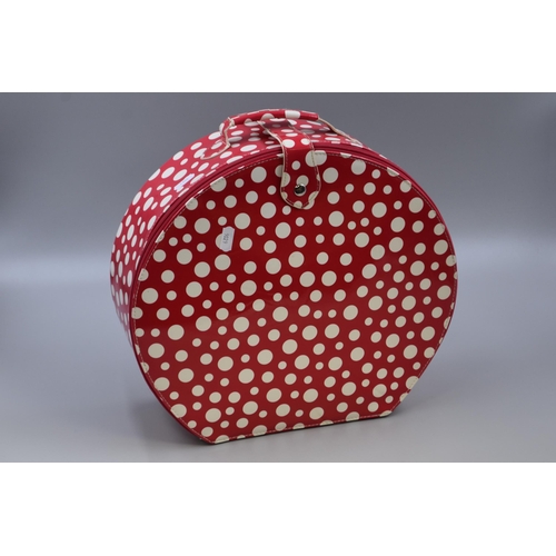 428 - Polka Dot Vanity Case Containing 3 Speed Hair Dryer with Attachments and a Pair of Hair Straightener... 