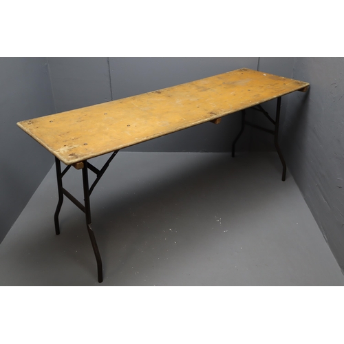 522 - Vintage 6ft Wooden Stall Table with Folding Metal Legs