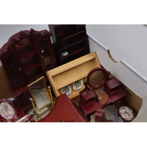 431 - A Selection of Dolls House Living Room Furniture and Others. Includes Fireplaces, Grand Piano, Harp,... 