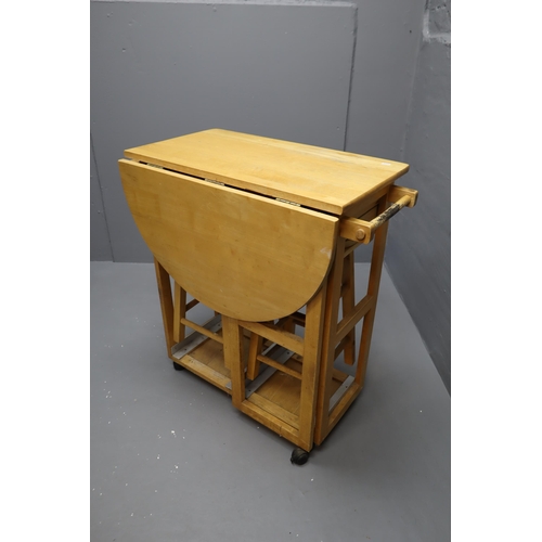 433 - Drop Leaf Compact Table with Drawers and Two Nesting Stools on wheels