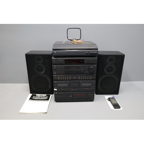 456 - A JVC Hi-Fi System (CA-E33LBK), Includes CD Player, Double Cassette Deck, S.E.A. Graphic Equaliser, ... 