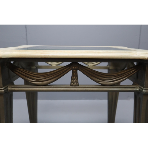 466 - Classical Style Ornate Tapered Legged Table with Bevelled Edged Glass Insert (28