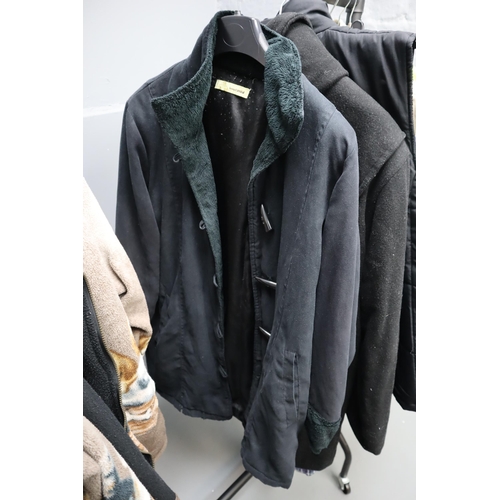 469 - Clothes Rail Full of Jackets for Winter and Few Office Shirts Size Range from Medium to Large (Rail ... 