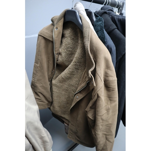 469 - Clothes Rail Full of Jackets for Winter and Few Office Shirts Size Range from Medium to Large (Rail ... 