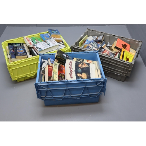 470 - Three Boxes Containing a Large Selection of Assorted Books. Includes James Bond, Valerio Massimo Man... 