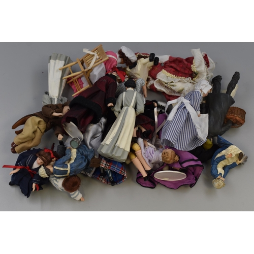 576 - Box Full of Miniature Dolls mainly Clay