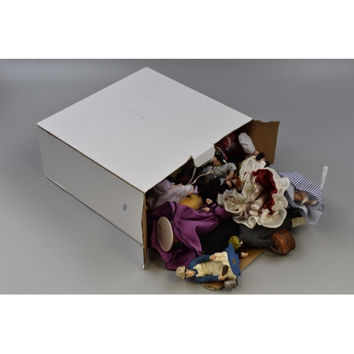 576 - Box Full of Miniature Dolls mainly Clay