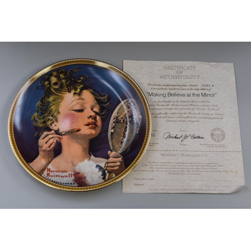 596 - Selection of 9 Norman Rockwell Collectors Plates complete with Certificate of Authenticity and Box