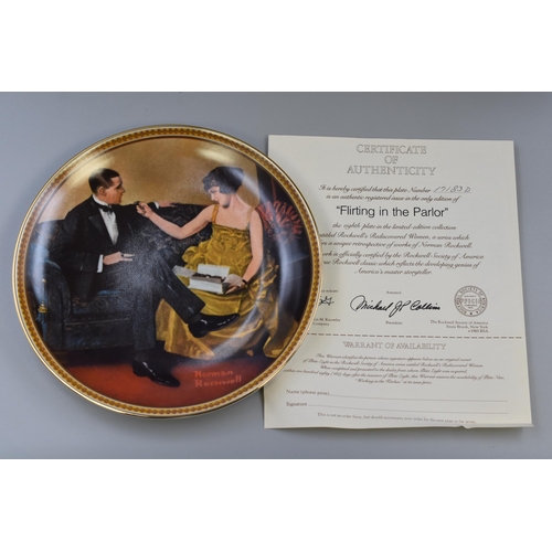 596 - Selection of 9 Norman Rockwell Collectors Plates complete with Certificate of Authenticity and Box