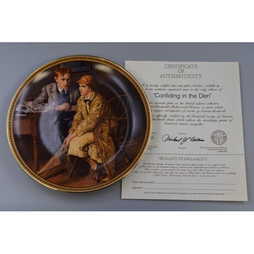 596 - Selection of 9 Norman Rockwell Collectors Plates complete with Certificate of Authenticity and Box