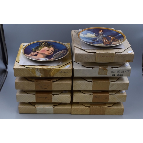 596 - Selection of 9 Norman Rockwell Collectors Plates complete with Certificate of Authenticity and Box