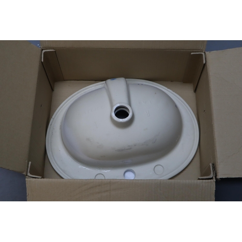 605 - A Lecico Atlas 53cm Sarah Vanity Basin, Weighs 7.56KG, Has a Width of 535mm, a Height of 195mm, and ... 