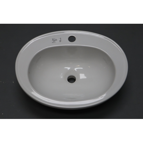 605 - A Lecico Atlas 53cm Sarah Vanity Basin, Weighs 7.56KG, Has a Width of 535mm, a Height of 195mm, and ... 