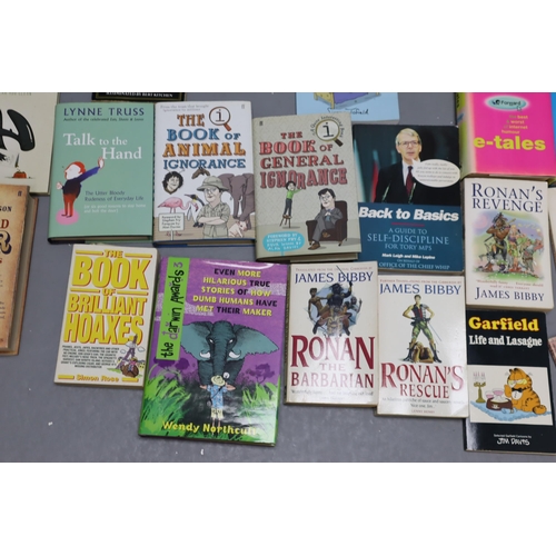 635 - A Large Selection of Various Comedy, Satire, And Fun Fact Books. Includes Garfield, Simon's Cat, e-T... 