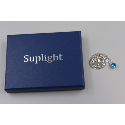 5 - Supalight Silver 925 Blue Stoned Pendant Necklace complete with Box, Pouch and Paperwork