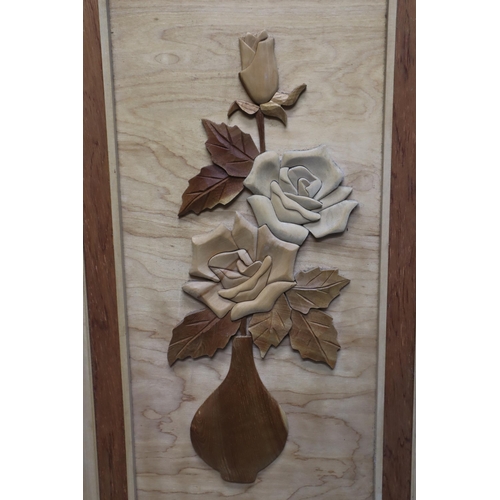 304 - Two Marquetry Floral Art Panels (Approx. 32” x 15”)