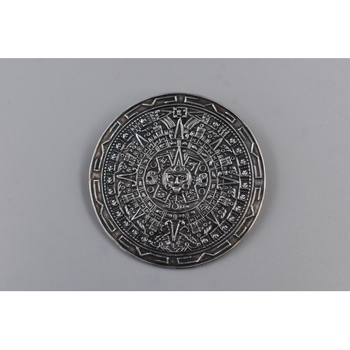 8 - Aztec Mexican Sterling Silver Calendar Brooch/Pendant