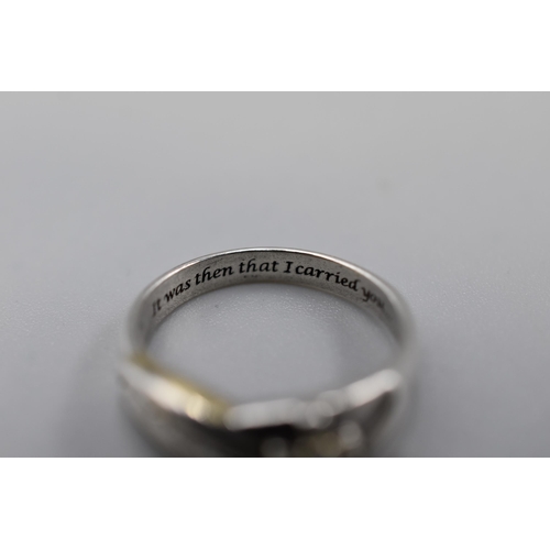 21 - Silver 925 Ring with Cross Design, inscribed 