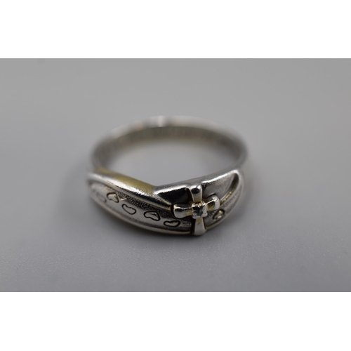 21 - Silver 925 Ring with Cross Design, inscribed 