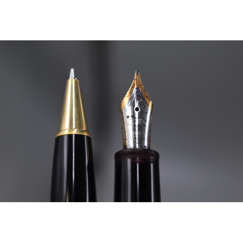 35 - Mont Blanc Meisterstuck 4810 fountain pen, with 14K (585) gold nib, and a Meisterstuck Classique bal... 