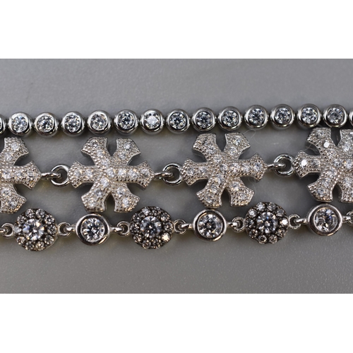 44 - Three Silver 925 Diamante Bracelets