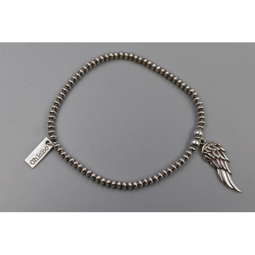 47 - Hallmarked Silver 925 Angel Wing Bead Bracelet by Chlobo