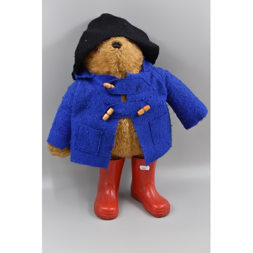 335 - Vintage Paddington bear by Mothercare circa 1970s, with red rubber wellies