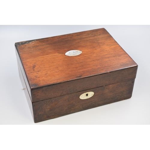 336 - Antique Hand Made Storage Box Decorated with a Inlaid Mother of Pearl Presentation to a Miss Medcalf... 