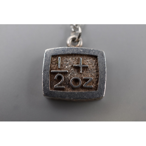 50 - A Hallmarked Sheffield B&S 1975 Silver Ingot Pendant, On Sterling Silver Chain. 21.49g In Total