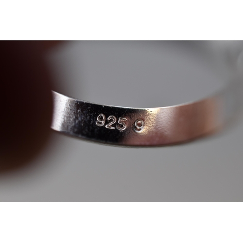 51 - Five 925. Silver Etched Band Rings