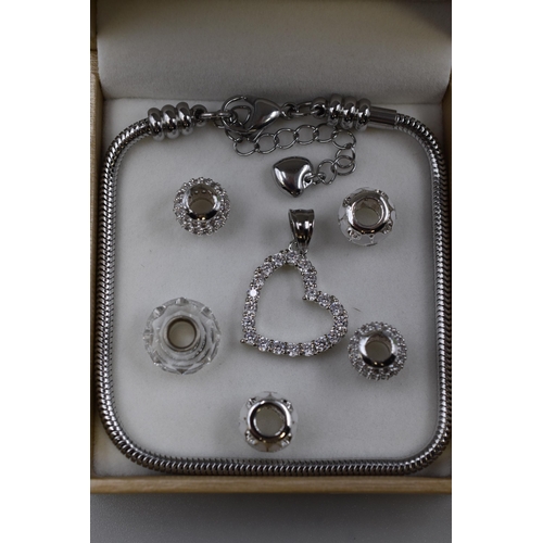 72 - Pandora Style Bracelet with Charms in Gift Box