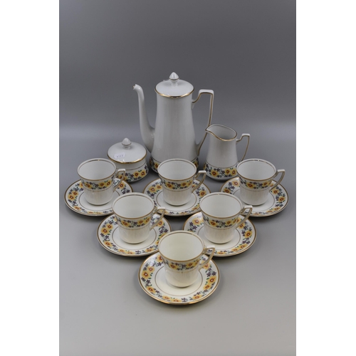 355 - 15 Pieces of Vintage Waebrzych Polish China. Includes Coffee Pot, Six Cups and Saucers, Creamer and ... 