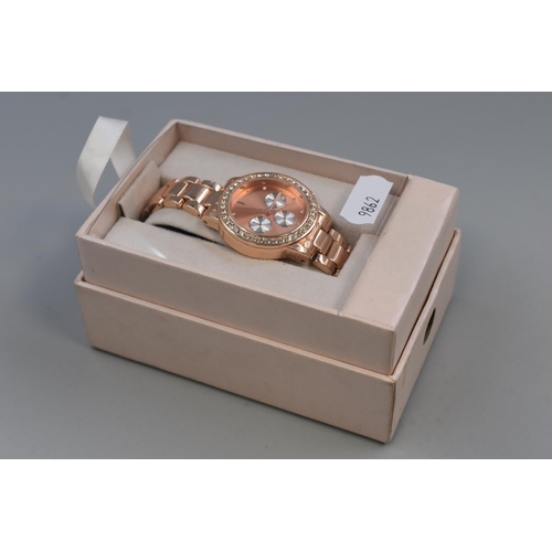 95 - Working Ladies Rose Gold Coloured Watch in Box