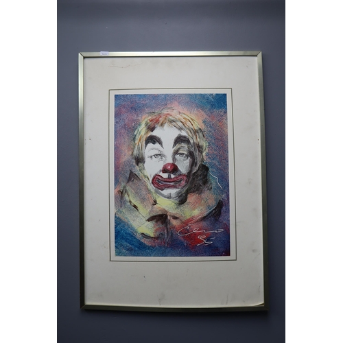 367 - Two Framed Original Artworks. Includes Clown Painting, And Pencil Sketch Signed By 'Debi'. Largest A... 