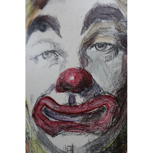 367 - Two Framed Original Artworks. Includes Clown Painting, And Pencil Sketch Signed By 'Debi'. Largest A... 