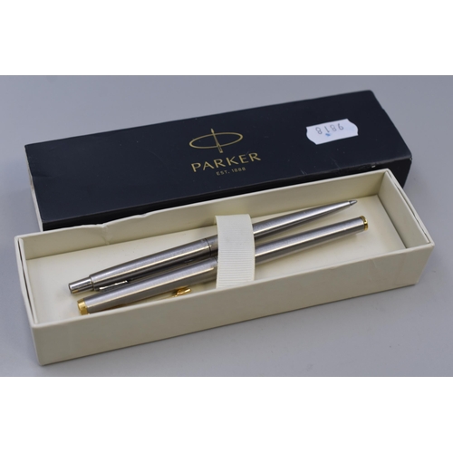 106 - Two Ball Point Parker Pens, One With Gold Tone Accents. In Box