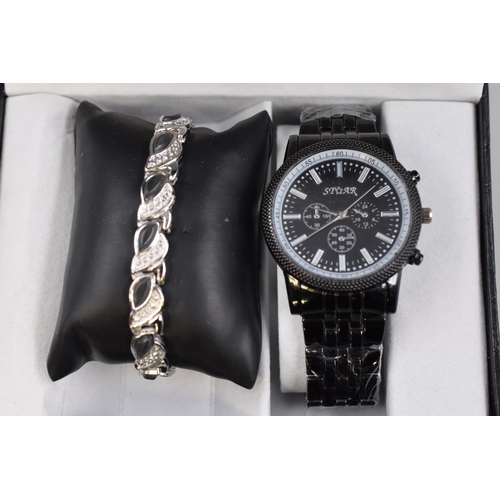 109 - Working STAR Watch in Gift Box with Bracelet