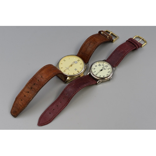 111 - Two Gents Watches With Leather Strap. Includes Limit With Glow in The Dark Face, And MG. Working